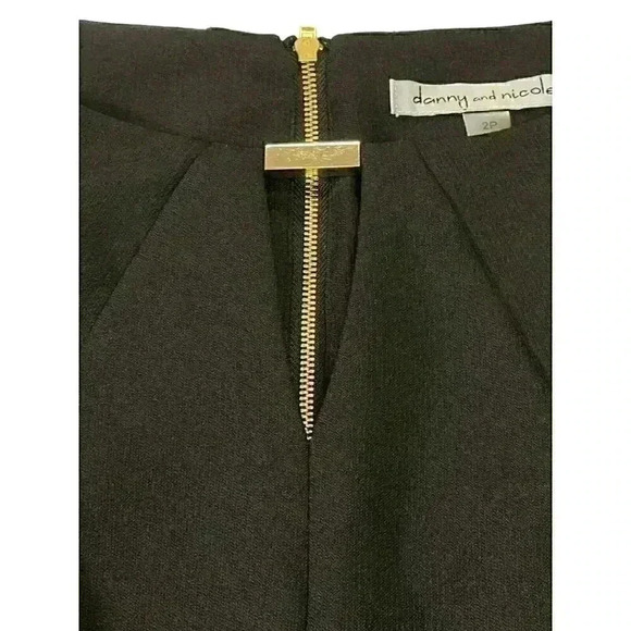 Danny & Nicole Black Fit & Flare Dress Gold Zipper Detail Size 2 Petite - Picture 6 of 7